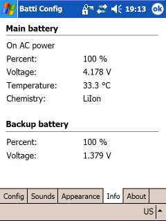 Detailed information about the battery